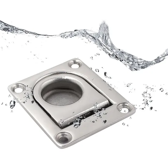 Boat Ship 316 Stainless Steel Square Flush Ring Pull Deck Hatch Cabinet Spring Lift Latch 